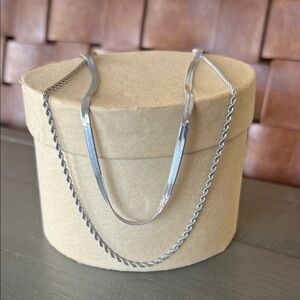 Atolea Double Strand Silver Necklace